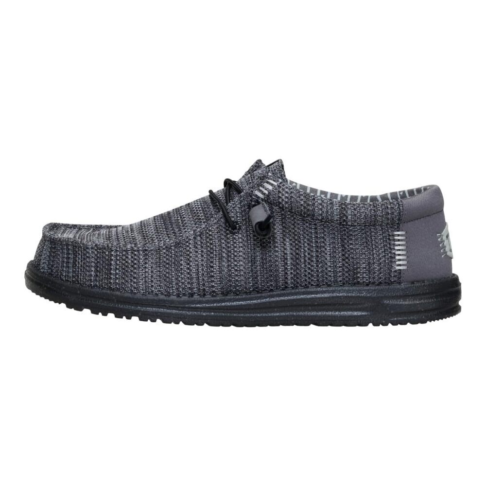 HEYDUDE WALLY STRETCH SOX GRANITE GREY/BLACK SIZE 10, MENS SHOES, SLIP-ON LOAFE